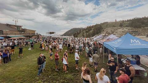 Crowd enjoying music, views, and brews at June Mountain's Party on the Mountain.