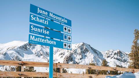 June Mountain summit sign.