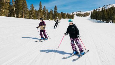 Family skiing at June Mountain.